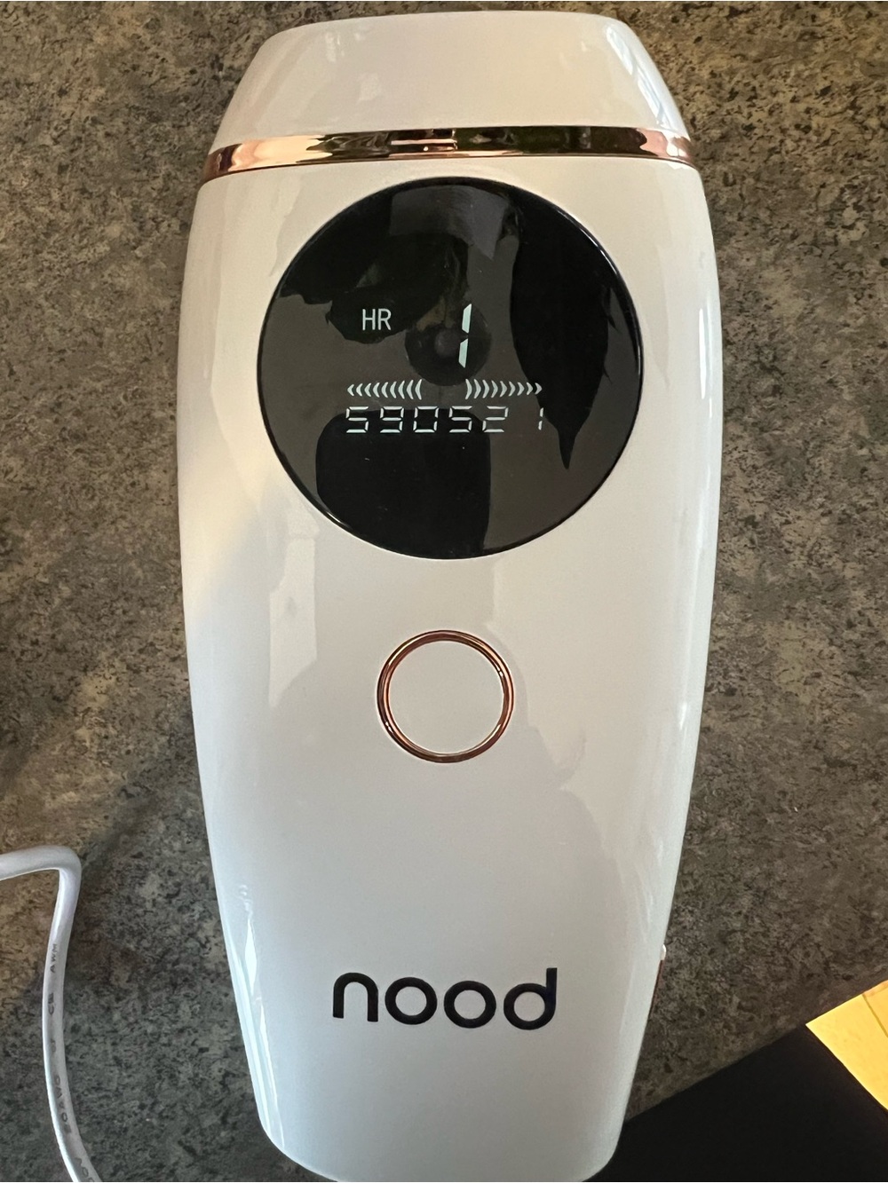 nood White Handheld IPL Hair Removal Device with Rose Gold Accents